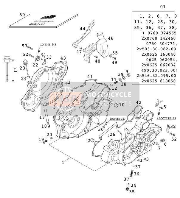 KTM 400 EXC RACING USA 2000 Cassa del motore per un 2000 KTM 400 EXC RACING USA