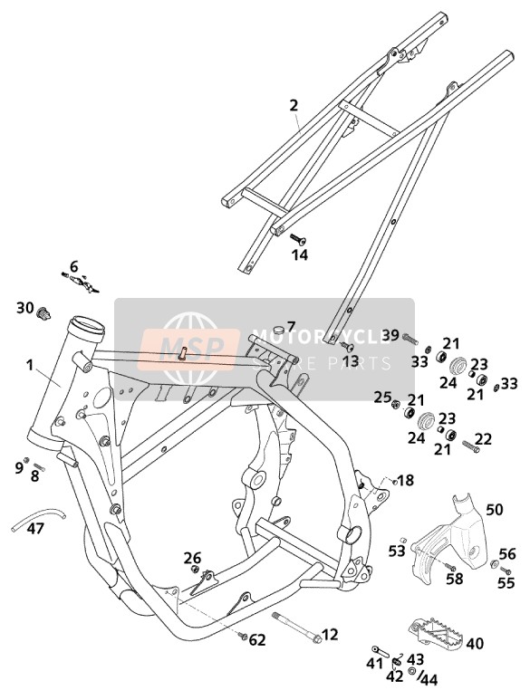 KTM 400 EXC RACING Europe 2000 Frame for a 2000 KTM 400 EXC RACING Europe