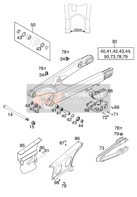 KTM 400 EXC RACING Australia 2000 Swing Arm for a 2000 KTM 400 EXC RACING Australia