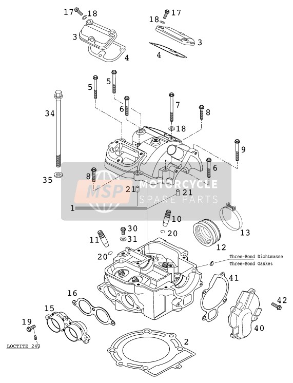 KTM 400 EXC RACING Australia 2001 Cylinder Head for a 2001 KTM 400 EXC RACING Australia