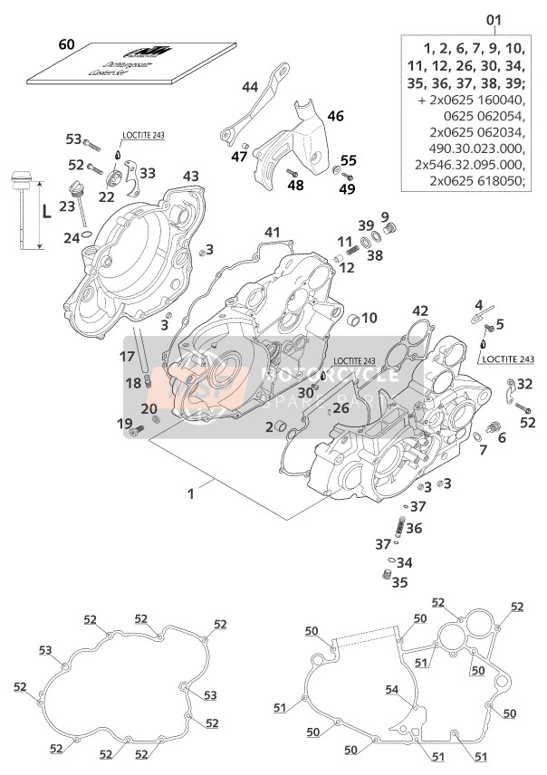 KTM 400 EXC RACING Europe 2001 Engine Case for a 2001 KTM 400 EXC RACING Europe