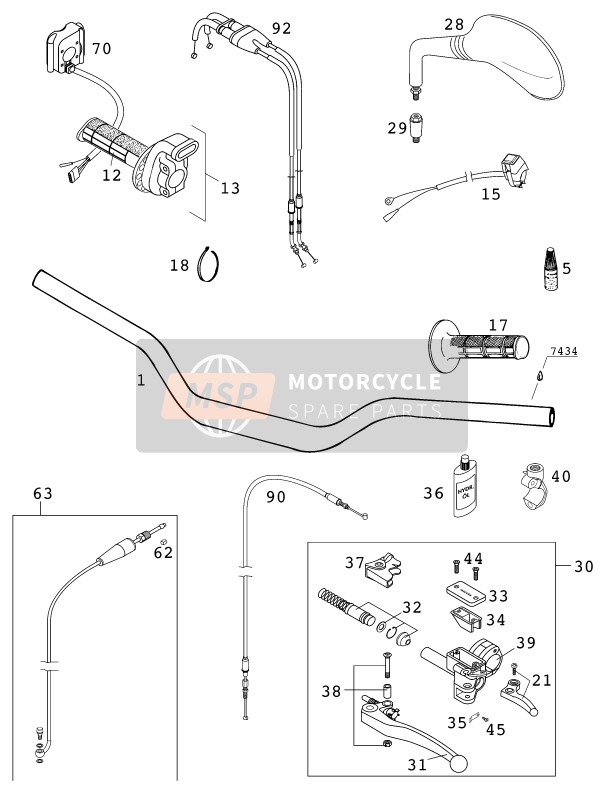 KTM 400 EXC RACING Australia 2001 Handlebar, Controls for a 2001 KTM 400 EXC RACING Australia