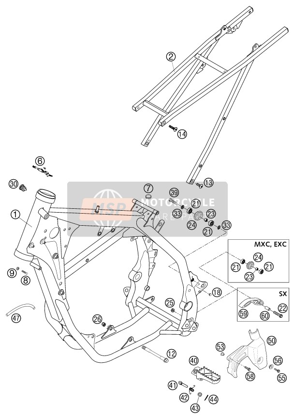 KTM 400 EXC RACING Australia 2002 Frame for a 2002 KTM 400 EXC RACING Australia