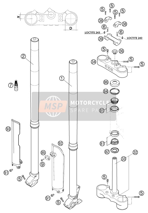 KTM 400 EXC RACING Australia 2002 Front Fork, Triple Clamp for a 2002 KTM 400 EXC RACING Australia