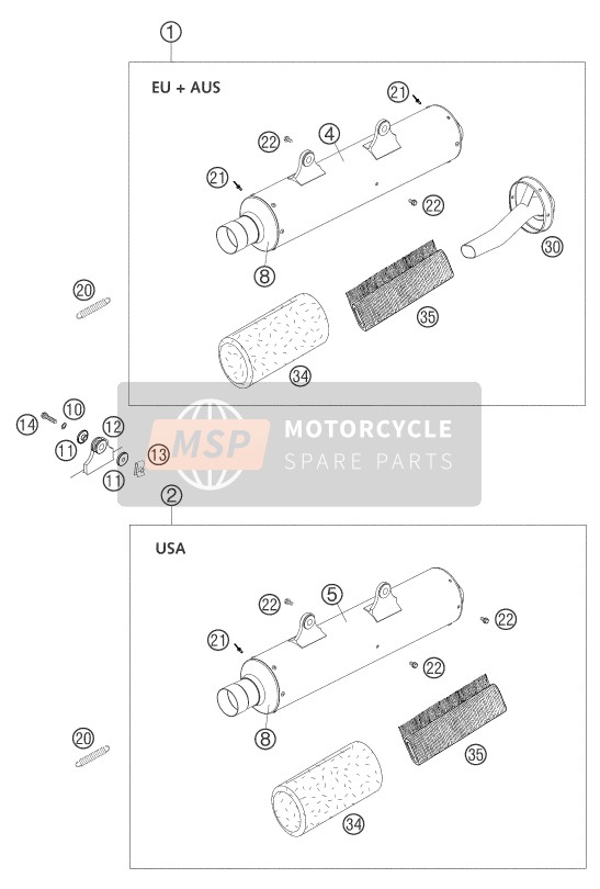 KTM 400 EXC RACING Australia 2004 Main Silencer for a 2004 KTM 400 EXC RACING Australia