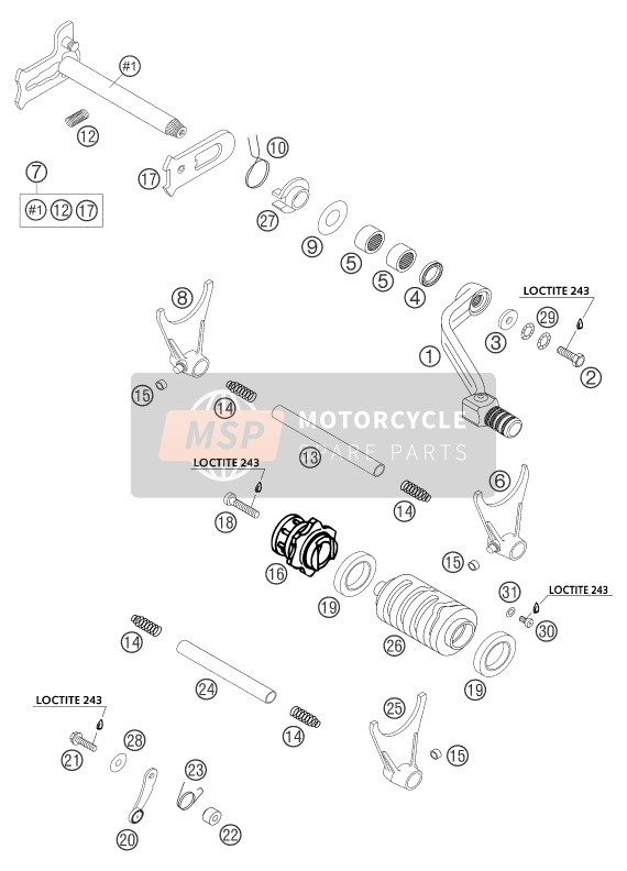 KTM 400 EXC RACING Europe 2004 Mécanisme de changement de vitesse pour un 2004 KTM 400 EXC RACING Europe