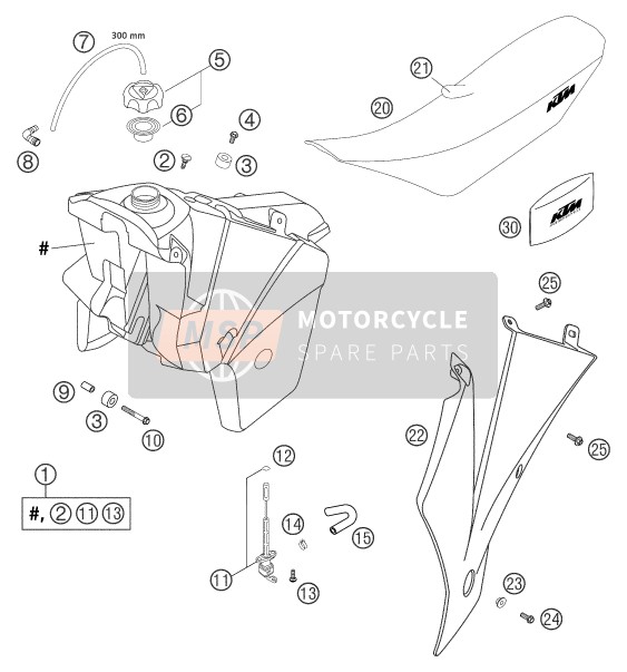 KTM 400 EXC RACING Great Britain 2004 Tank, Zadel voor een 2004 KTM 400 EXC RACING Great Britain