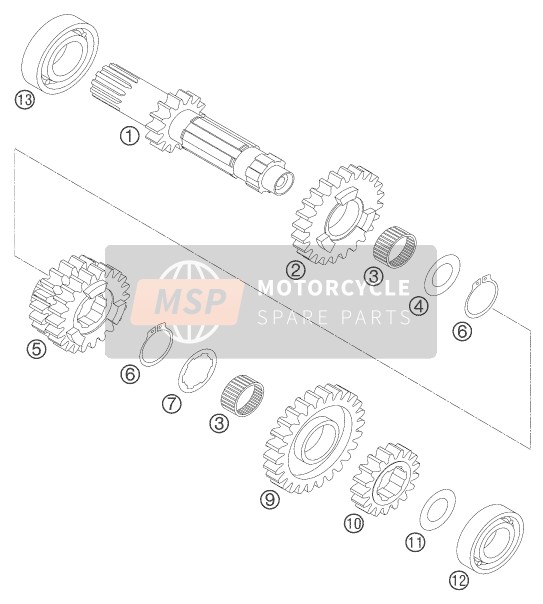 KTM 400 EXC RACING Europe 2006 Transmission I - Main Shaft for a 2006 KTM 400 EXC RACING Europe