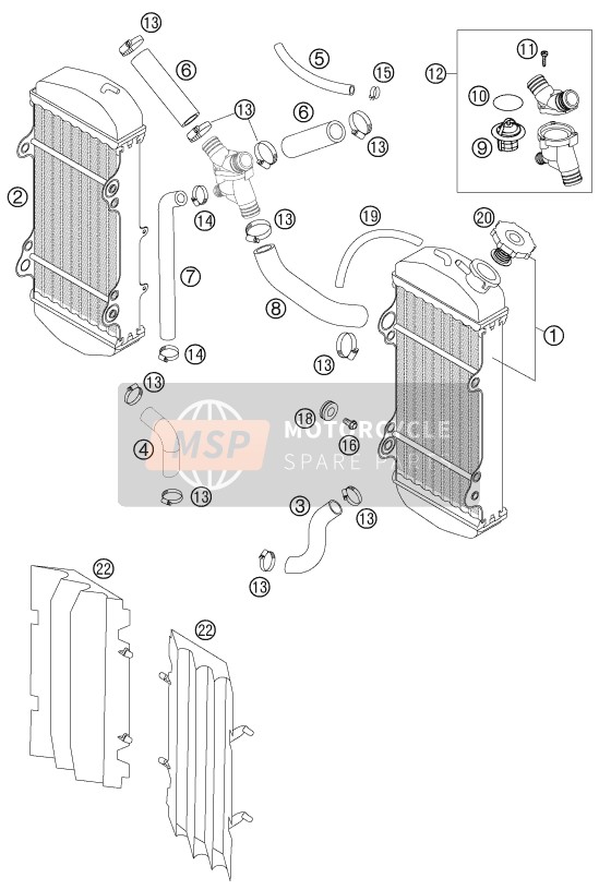 KTM 400 EXC RACING Europe 2007 Cooling System for a 2007 KTM 400 EXC RACING Europe