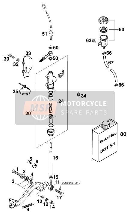 KTM 400 LC4-E USA 2000 Rear Brake Control for a 2000 KTM 400 LC4-E USA