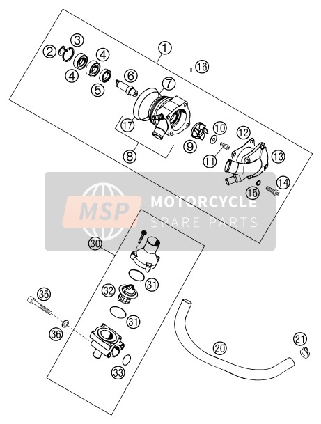 KTM 400 LC4-E Europe (2) 2000 Wasserpumpe für ein 2000 KTM 400 LC4-E Europe (2)