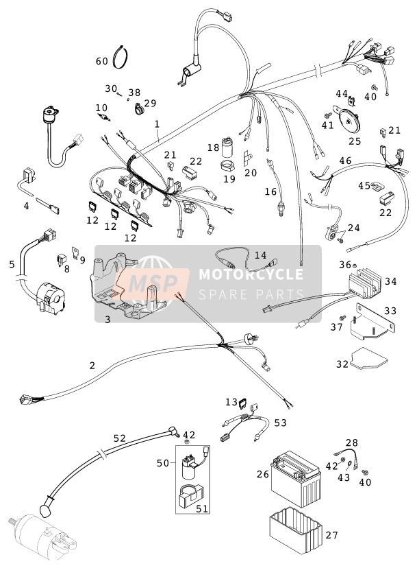 KTM 400 LC4-E USA 2000 Cablaggio elettrico per un 2000 KTM 400 LC4-E USA