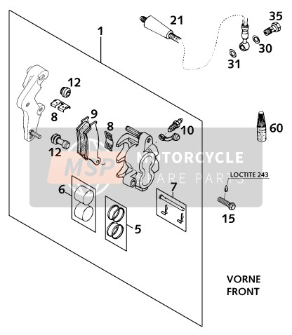 KTM 400 LC4-E Europe 2001 Front Brake Caliper for a 2001 KTM 400 LC4-E Europe