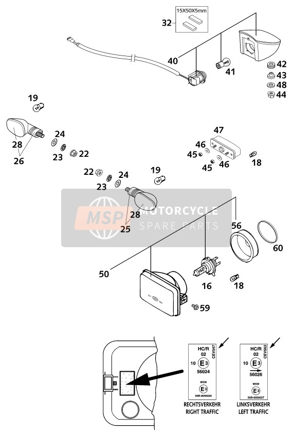 KTM 400 LC4-E USA 2001 Système d'éclairage pour un 2001 KTM 400 LC4-E USA