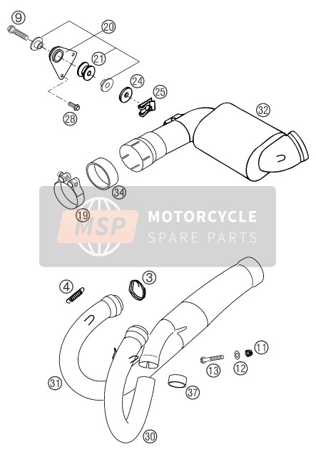 KTM 400 LS-E/ MIL Europe (2) 2004 Exhaust System for a 2004 KTM 400 LS-E/ MIL Europe (2)