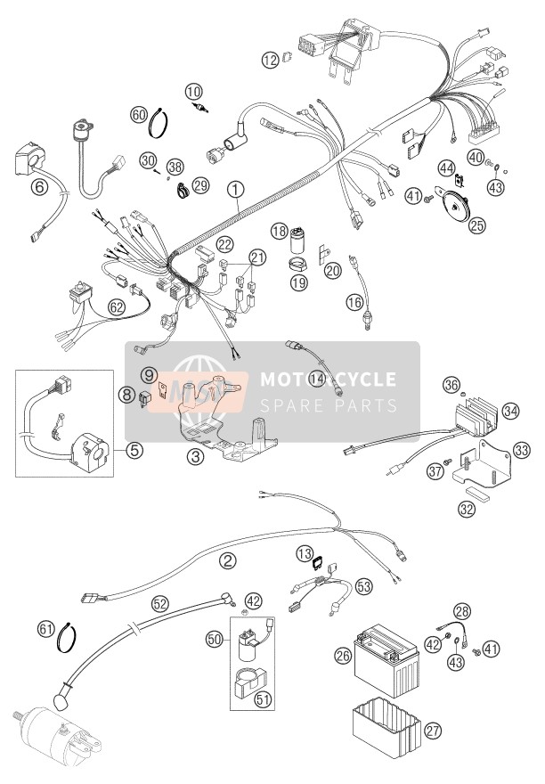 KTM 400 LS-E/ MIL Europe 2004 Wiring Harness for a 2004 KTM 400 LS-E/ MIL Europe