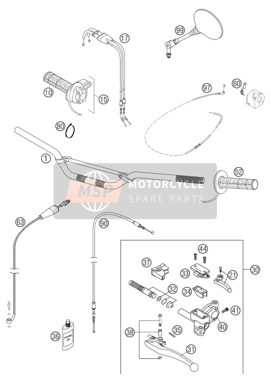 KTM 400 LS-E/ MIL Europe 2005 Handlebar, Controls for a 2005 KTM 400 LS-E/ MIL Europe