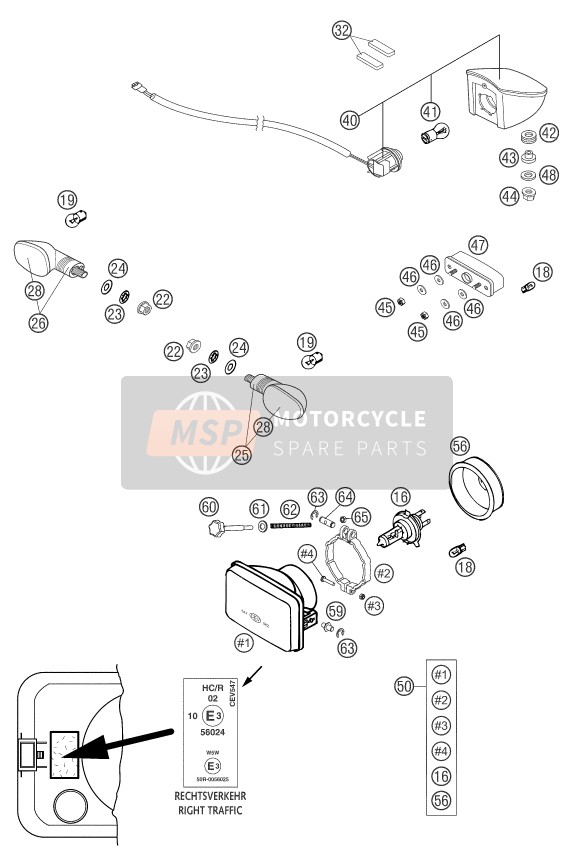 KTM 400 LS-E/ MIL Europe 2005 Sistema di illuminazione per un 2005 KTM 400 LS-E/ MIL Europe