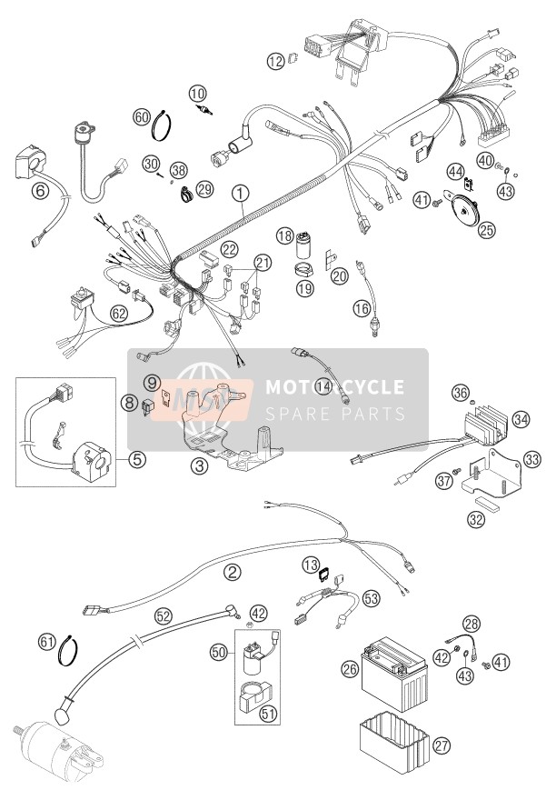 KTM 400 LS-E/ MIL Europe 2005 KABELBAUM für ein 2005 KTM 400 LS-E/ MIL Europe