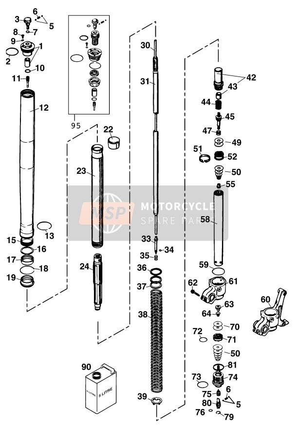 KTM 400 MXC RACING USA 2001 Front Fork Disassembled for a 2001 KTM 400 MXC RACING USA