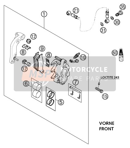 KTM 400 MXC RACING USA 2002 Pinza freno anteriore per un 2002 KTM 400 MXC RACING USA