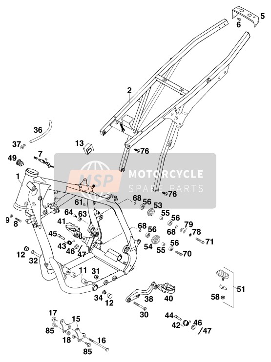 KTM 400 SC Europe 2000 Rahmen für ein 2000 KTM 400 SC Europe