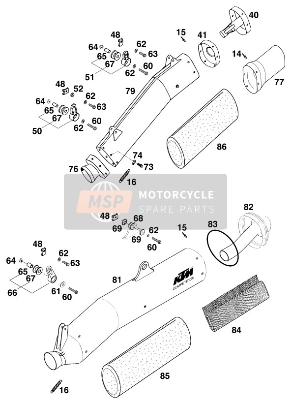 KTM 400 SUP-COMP EXC USA 1998 Main Silencer for a 1998 KTM 400 SUP-COMP EXC USA