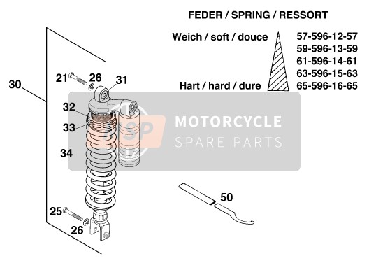 KTM 400 SUP-COMP WP 18KW Europe 1996 Shock Absorber for a 1996 KTM 400 SUP-COMP WP 18KW Europe