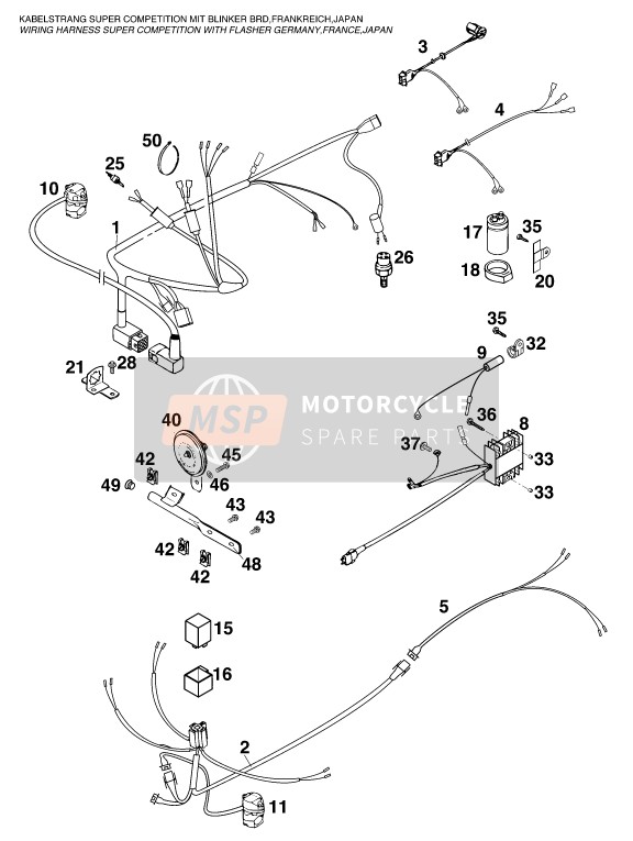 KTM 400 SUP-COMP WP 14KW France 1996 Wiring Harness for a 1996 KTM 400 SUP-COMP WP 14KW France
