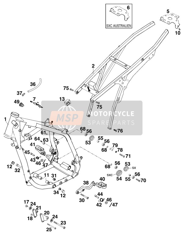KTM 400 SX-C Australia 1999 Rahmen für ein 1999 KTM 400 SX-C Australia