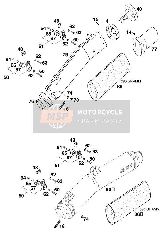 KTM 400 SX-C Australia 1999 Main Silencer for a 1999 KTM 400 SX-C Australia