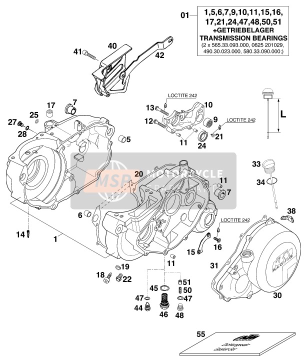 KTM 400 SX USA 1998 Caja del motor para un 1998 KTM 400 SX USA