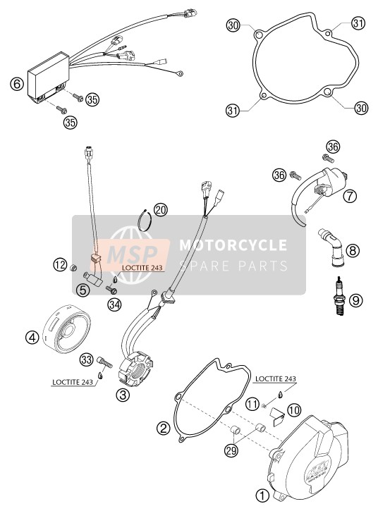 59030002500, Ontstekingsdeksel 4K3A 2000, KTM, 0