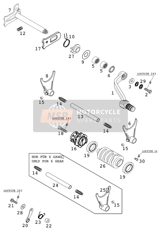 KTM 400 SX RACING USA 2000 SCHALTMECHANISMUS für ein 2000 KTM 400 SX RACING USA