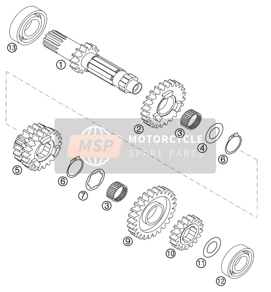 KTM 400 SX RACING Europe 2001 Transmission I - Main Shaft for a 2001 KTM 400 SX RACING Europe