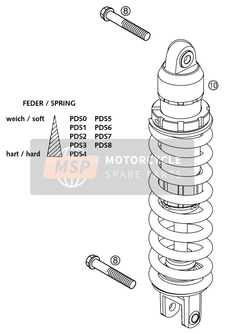 KTM 400 SX RACING Europe 2002 Shock Absorber for a 2002 KTM 400 SX RACING Europe