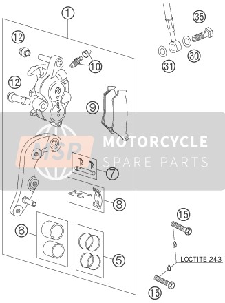 KTM 400 XC-W USA 2007 Front Brake Caliper for a 2007 KTM 400 XC-W USA