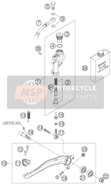 KTM 400 XC-W USA 2007 Control de freno trasero para un 2007 KTM 400 XC-W USA