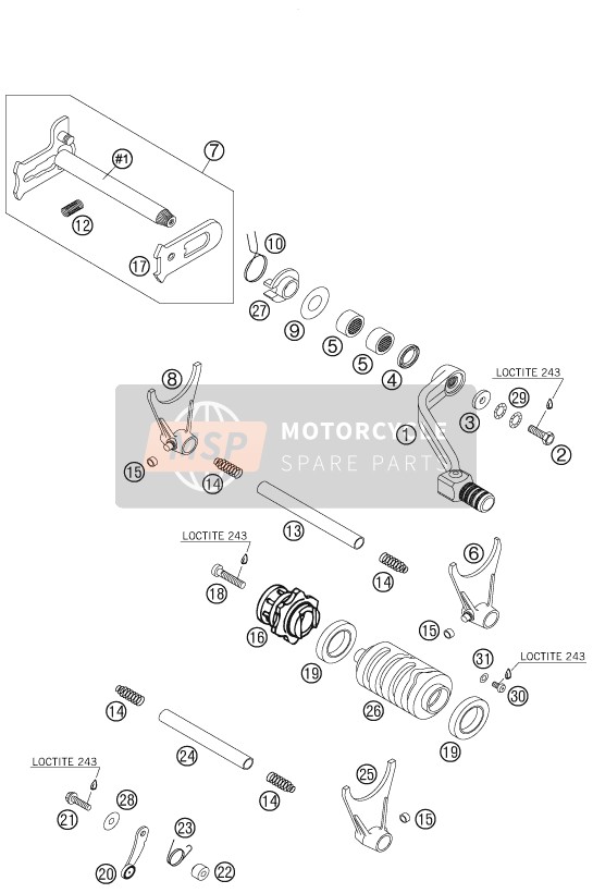 KTM 400 XC-W USA 2007 Mecanismo de cambio para un 2007 KTM 400 XC-W USA