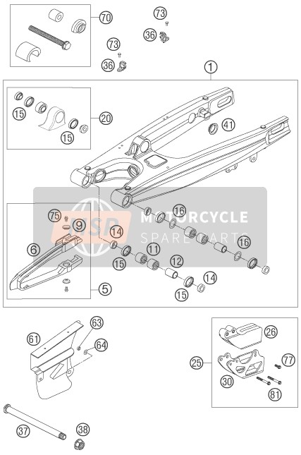 KTM 400 XC-W USA 2007 Brazo oscilante para un 2007 KTM 400 XC-W USA