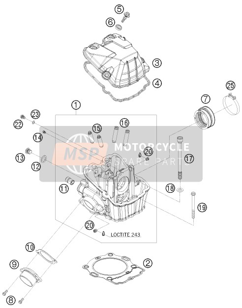 KTM 400 XC-W USA 2010 Cylinder Head for a 2010 KTM 400 XC-W USA