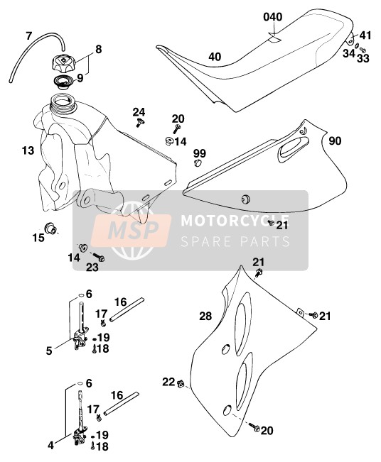 KTM 440 E-XC USA 1994 Réservoir, Siège pour un 1994 KTM 440 E-XC USA