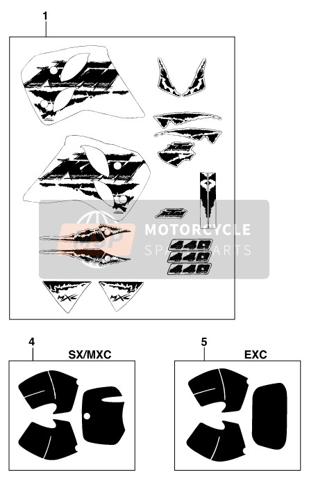 KTM 440 E-XC WP Europe 1995 Autocollant pour un 1995 KTM 440 E-XC WP Europe