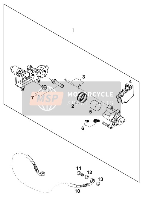 KTM 440 E-XC WP Europe 1995 Pinza de freno trasero para un 1995 KTM 440 E-XC WP Europe