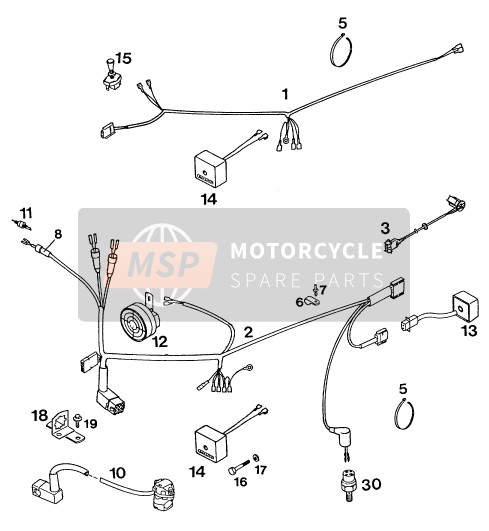 KTM 440 MXC USA 1994 Arnés de cableado para un 1994 KTM 440 MXC USA