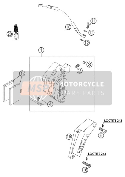 KTM 450 SMS Europe 2004 Front Brake Caliper for a 2004 KTM 450 SMS Europe