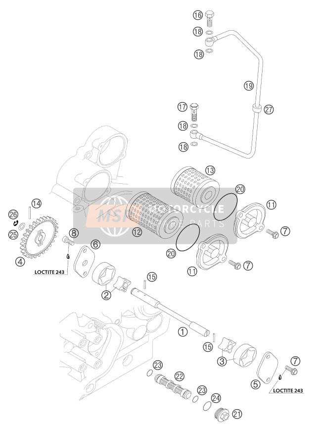 KTM 450 SMS Europe 2004 Système de lubrification pour un 2004 KTM 450 SMS Europe