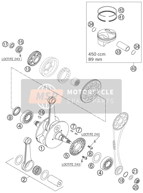 KTM 450 EXC USA 2007 Crankshaft, Piston for a 2007 KTM 450 EXC USA