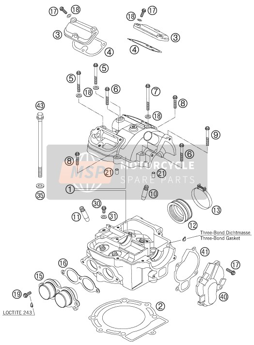 KTM 450 EXC USA 2007 Cylinder Head for a 2007 KTM 450 EXC USA