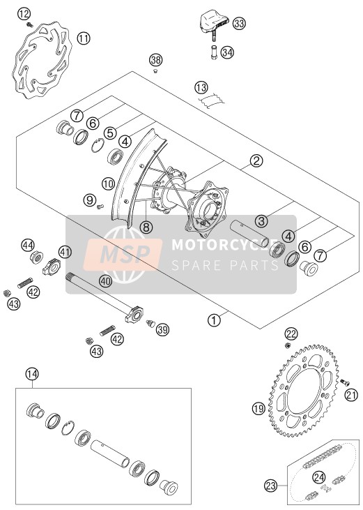 KTM 450 EXC USA 2007 Ruota posteriore per un 2007 KTM 450 EXC USA